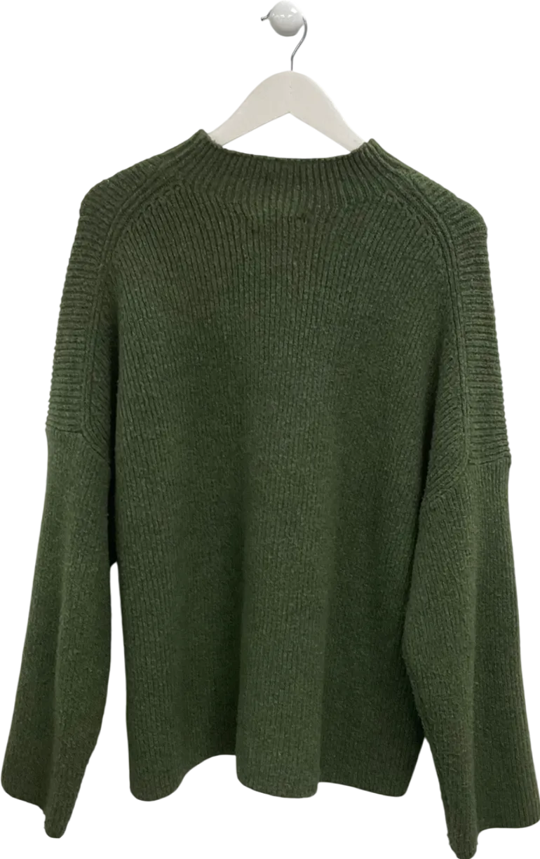 Abercrombie & Fitch Green Ribbed Mock Neck Jumper UK XL
