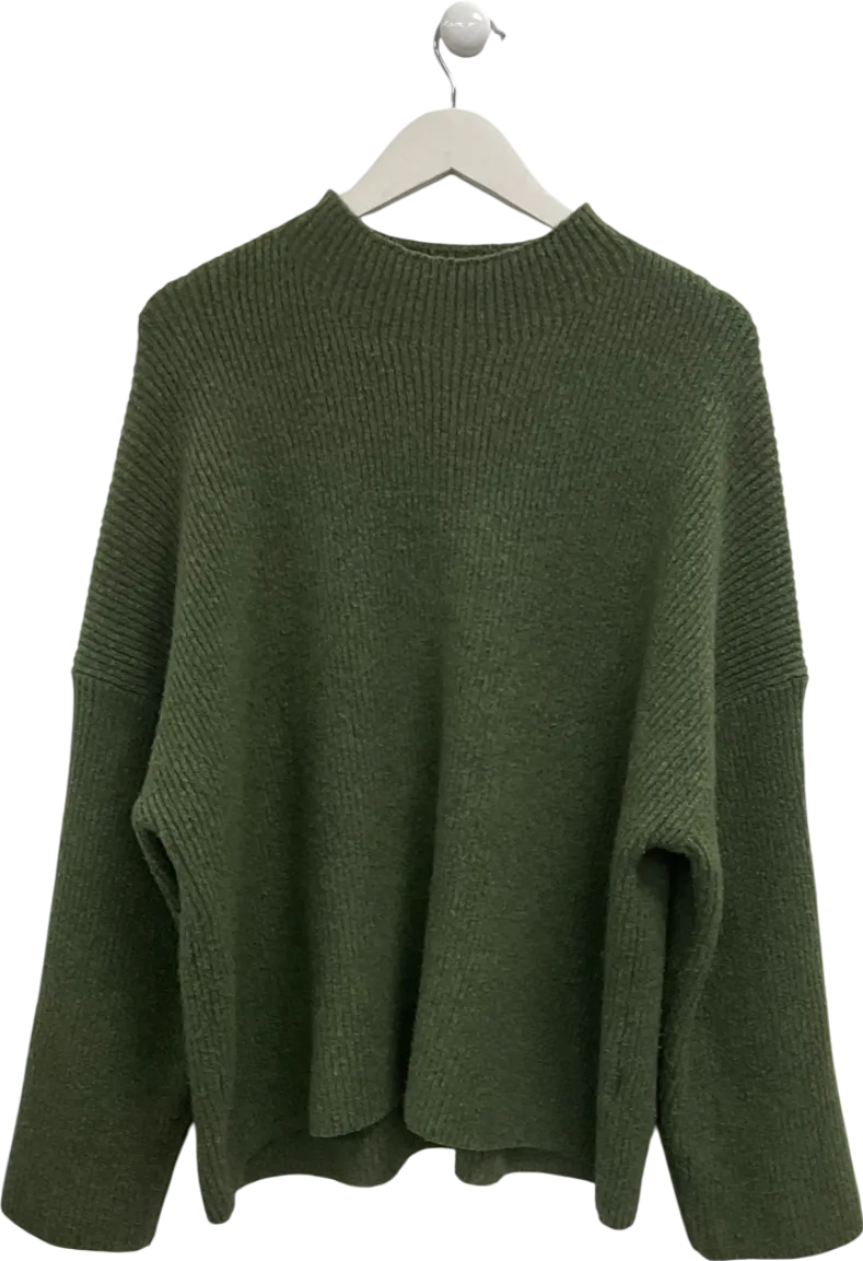 Abercrombie & Fitch Green Ribbed Mock Neck Jumper UK XL