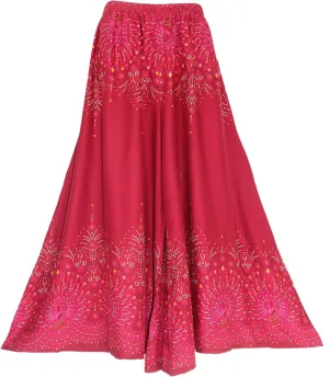 Beautybatik Women Wide Leg Palazzo Pants Plus Size Hippie Bohemian Flora Printed 1X 2X 3X