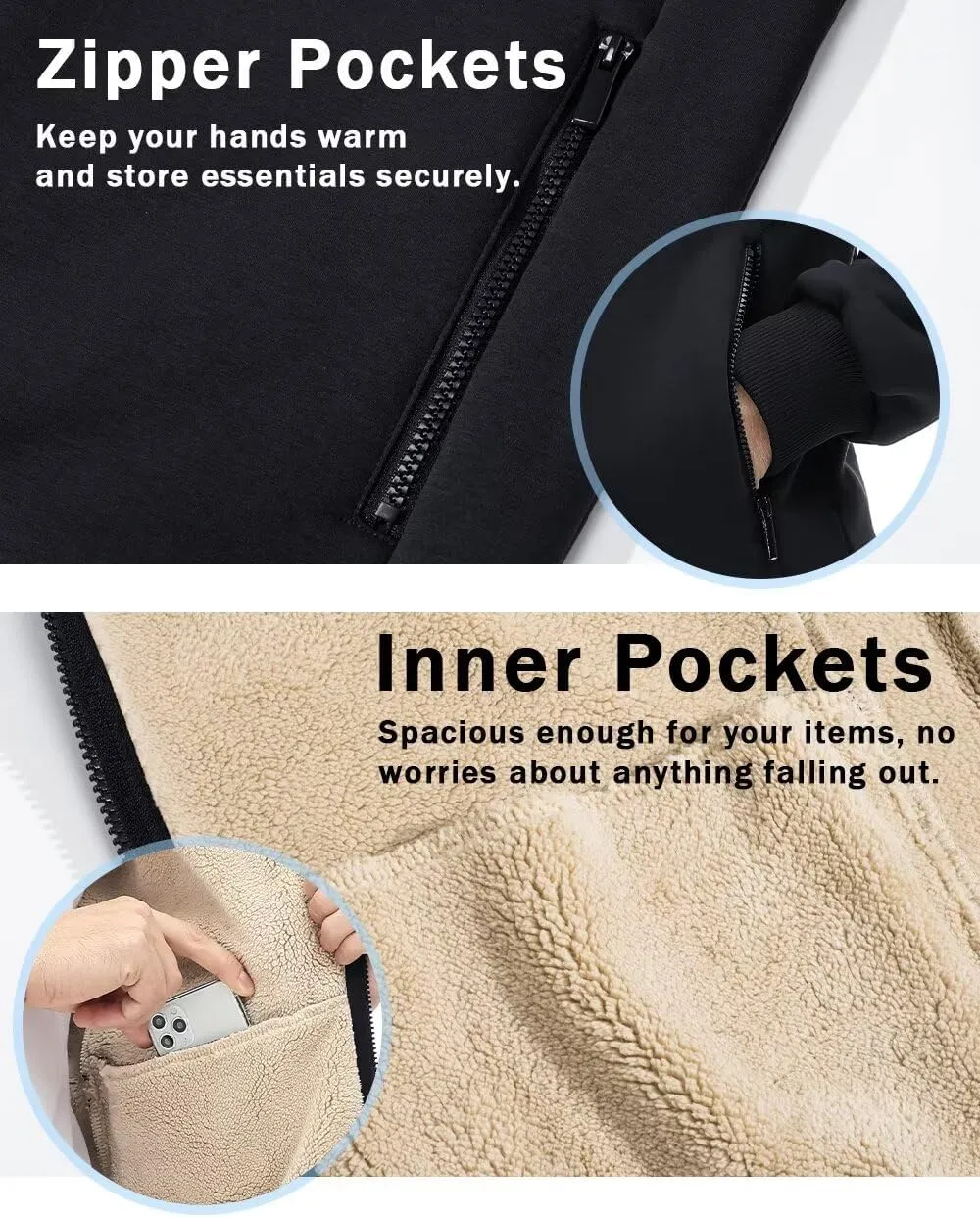 Boladeci Men's Sherpa Lined Hoodie Jacket Winter Warm Heavy Weight Zip Up Hooded Sweatshirt Thick Fleece Coats