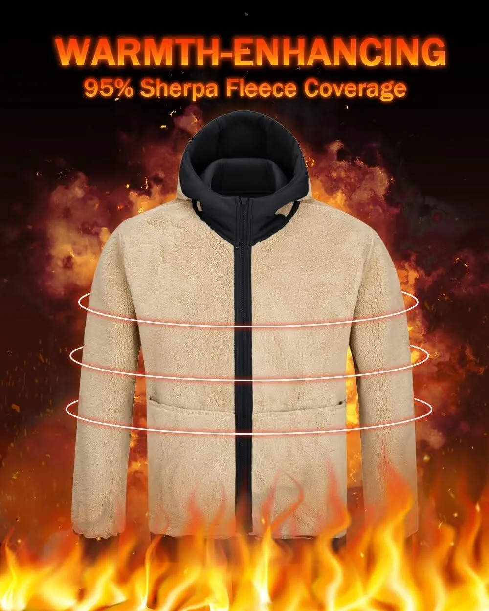 Boladeci Men's Sherpa Lined Hoodie Jacket Winter Warm Heavy Weight Zip Up Hooded Sweatshirt Thick Fleece Coats