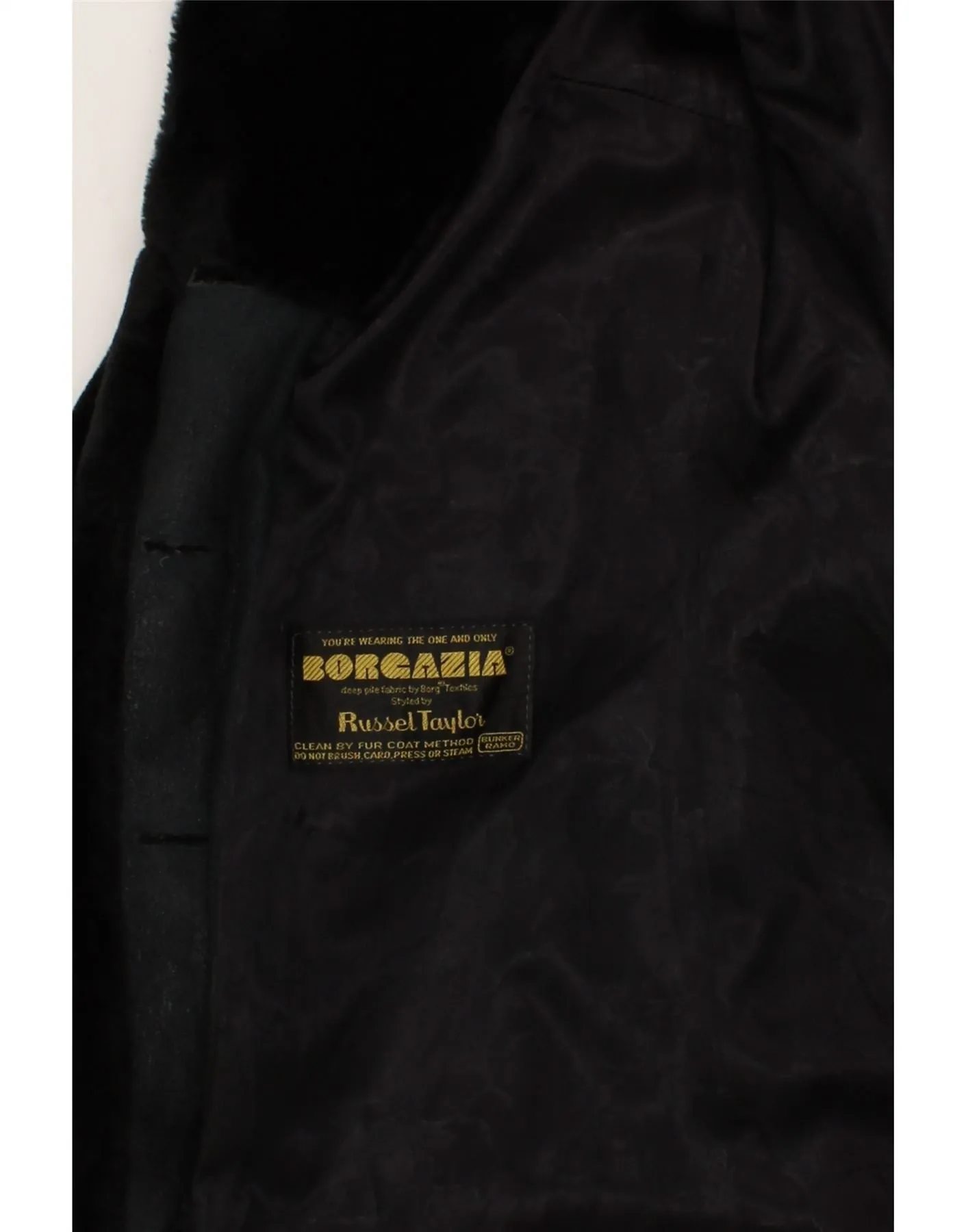 BORGAZIA Womens Faux Fur Overcoat UK 14 Large Black