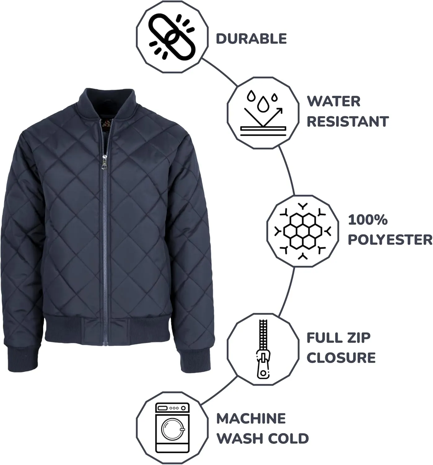 Galaxy by Harvic Men's Heavyweight Dimond Quilted Bomber Jacket Varsity Coat with Pockets (Sizes, S-2XL)