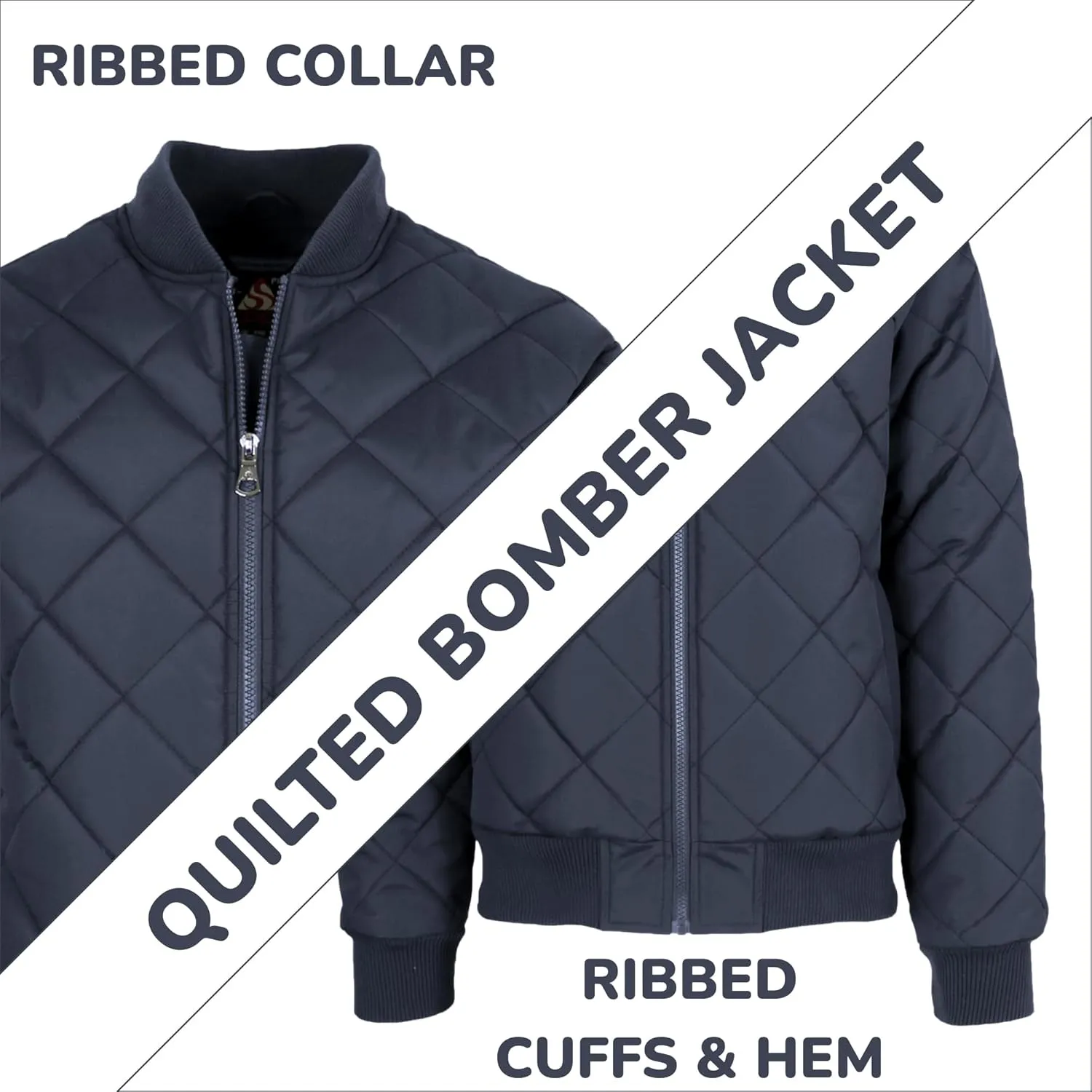 Galaxy by Harvic Men's Heavyweight Dimond Quilted Bomber Jacket Varsity Coat with Pockets (Sizes, S-2XL)