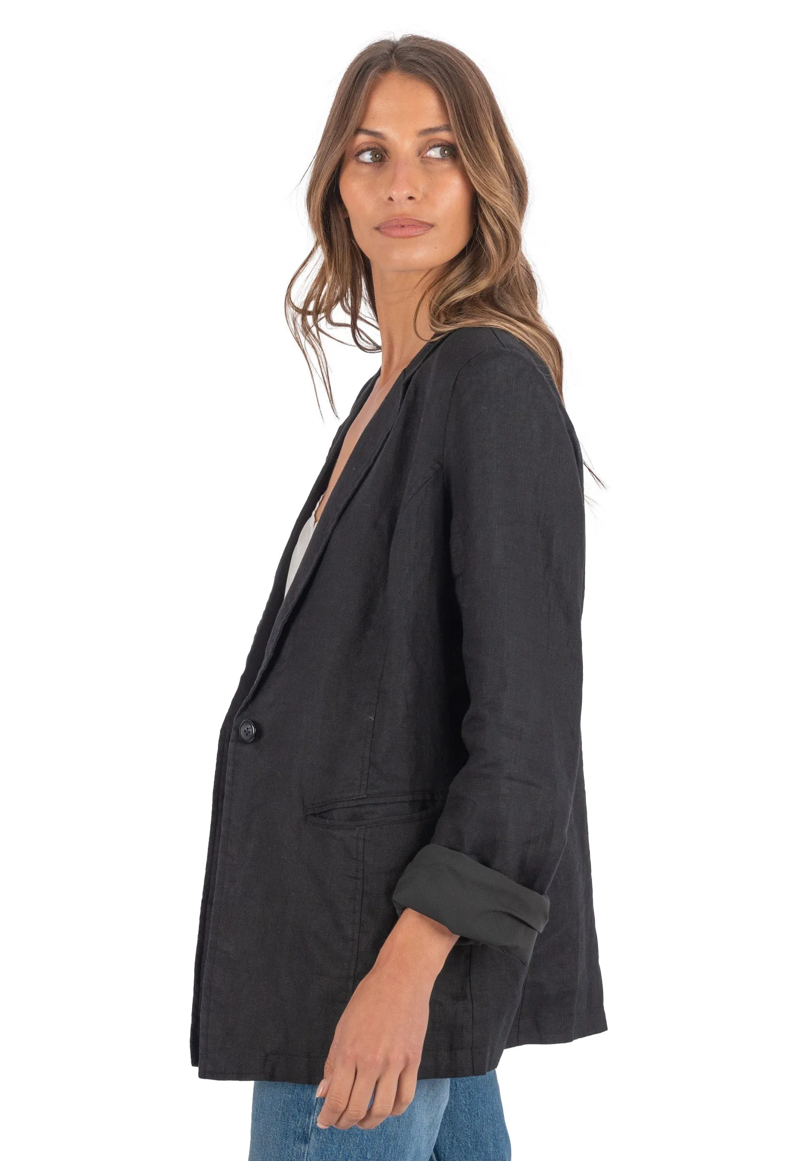 Jackie Black Oversized Linen Blazer