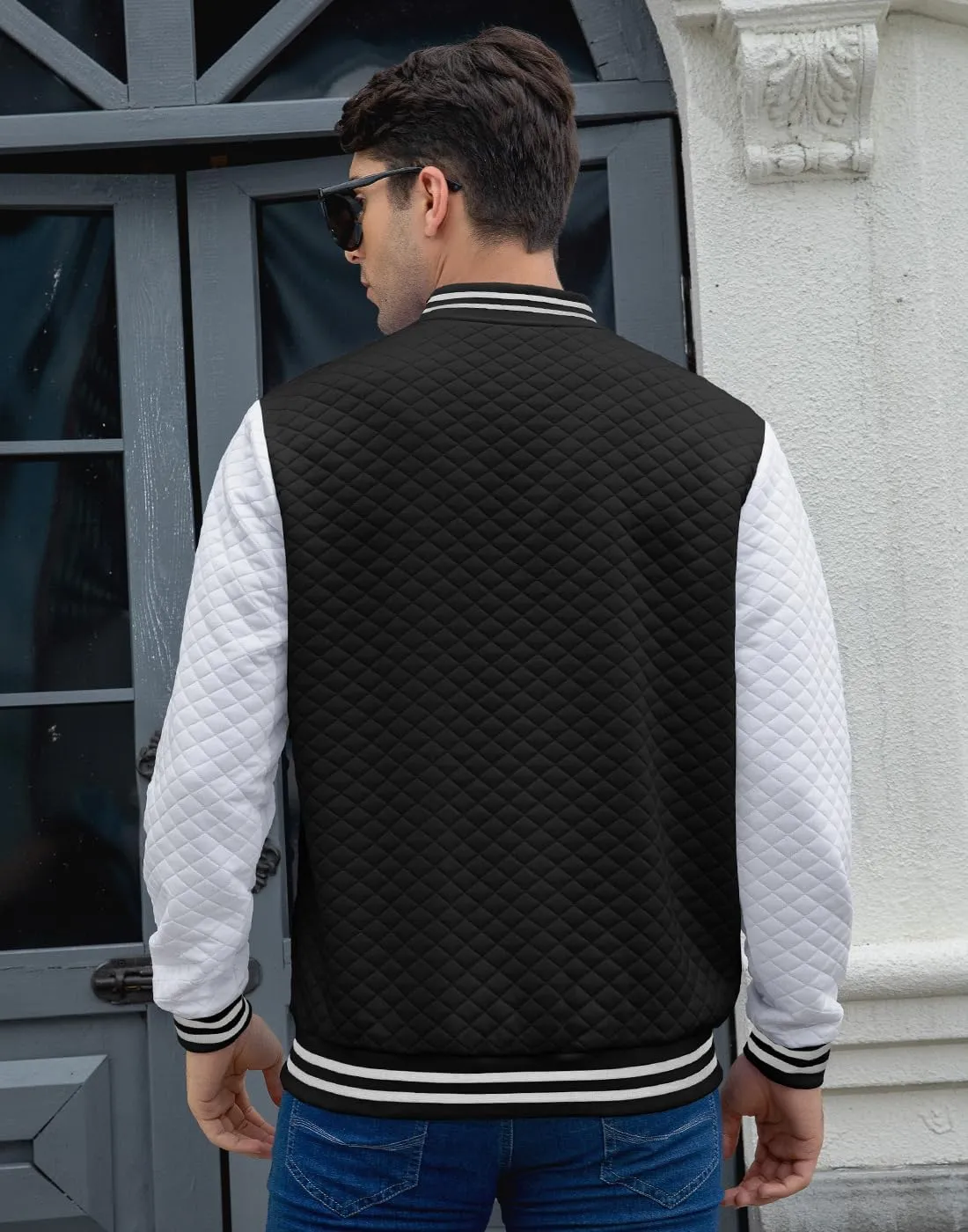 Mens Varsity Jacket Lightweight Jacket Causal Waffle Letterman Bomber Jackets