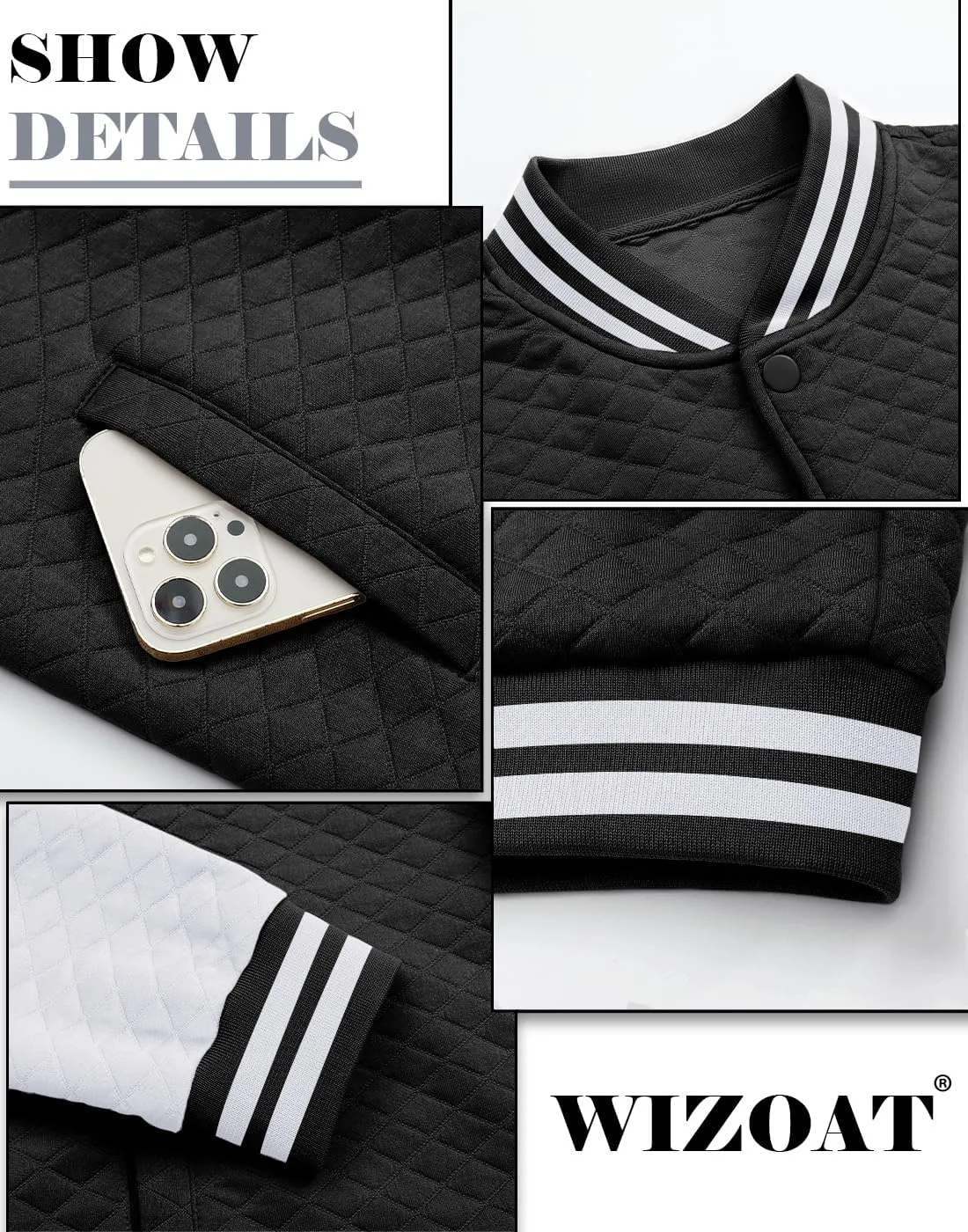 Mens Varsity Jacket Lightweight Jacket Causal Waffle Letterman Bomber Jackets
