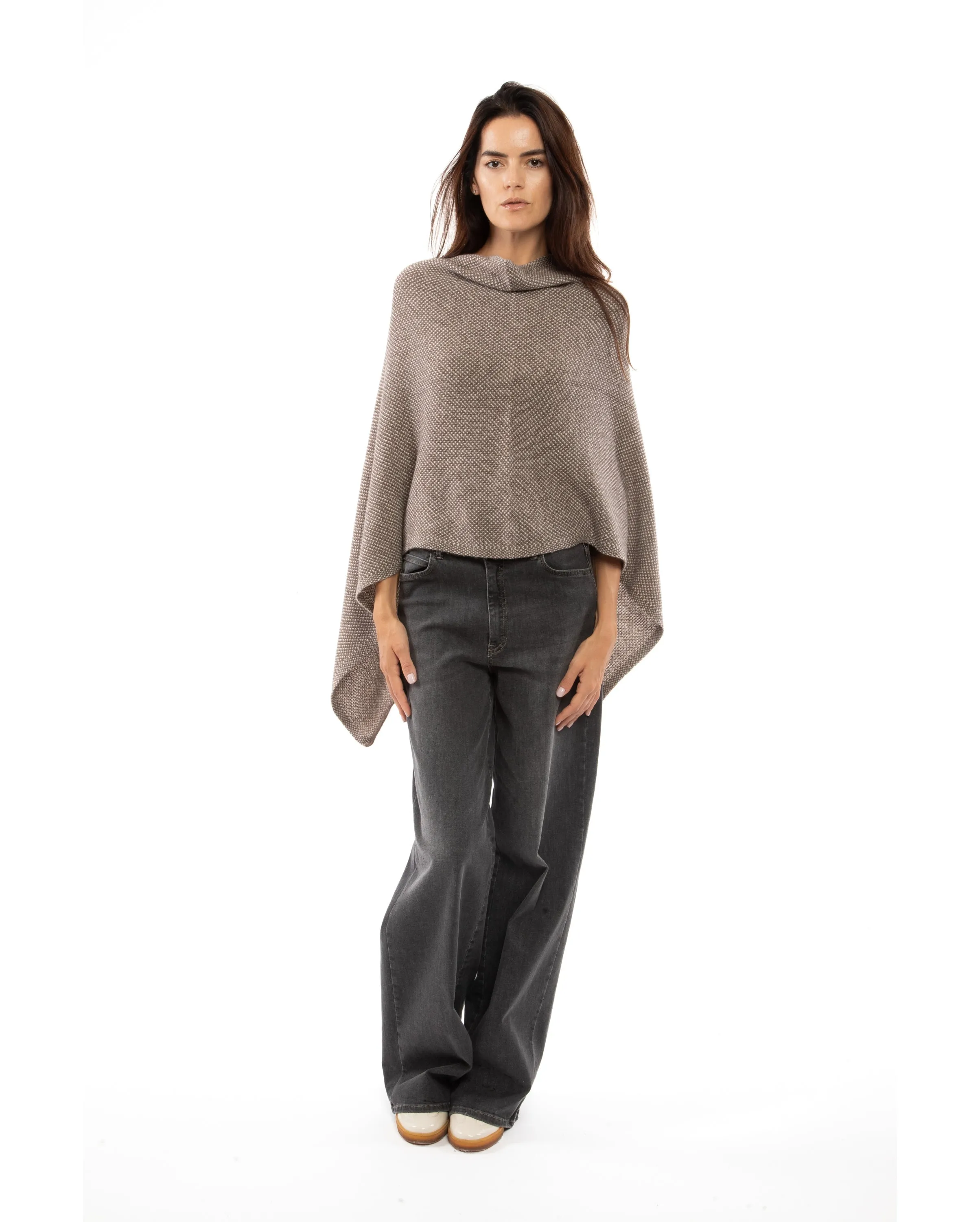 NEW FALL 24 - Pure Cashmere Asymmetric Poncho Black