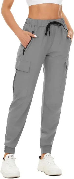 NEYOUQE Women's Hiking Quick Dry Sports Running Pants Solid Color Casual Sweatpants Fitness with Pockets Summer Jogging Yoga