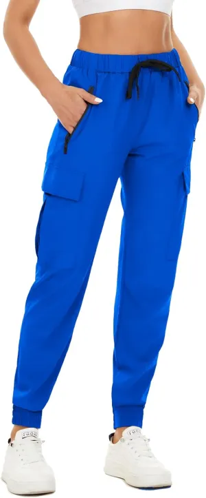 NEYOUQE Women's Hiking Quick Dry Sports Running Pants Solid Color Casual Sweatpants Fitness with Pockets Summer Jogging Yoga