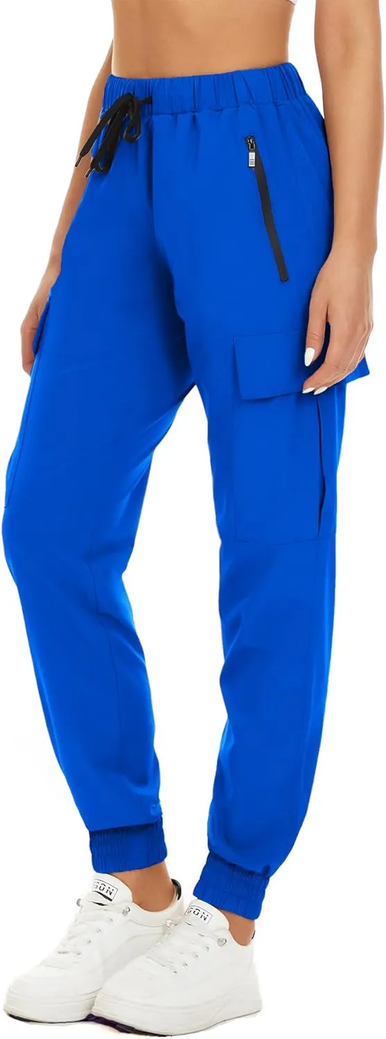 NEYOUQE Women's Hiking Quick Dry Sports Running Pants Solid Color Casual Sweatpants Fitness with Pockets Summer Jogging Yoga