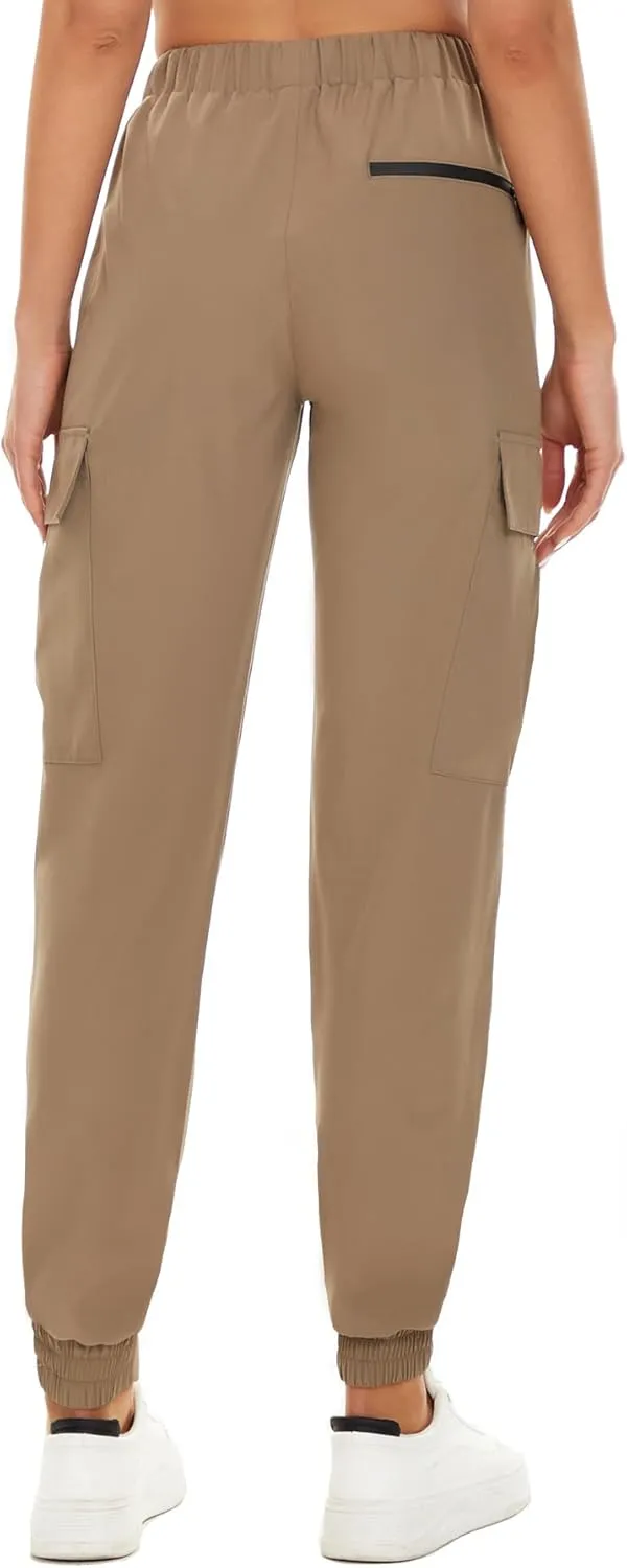 NEYOUQE Women's Hiking Quick Dry Sports Running Pants Solid Color Casual Sweatpants Fitness with Pockets Summer Jogging Yoga