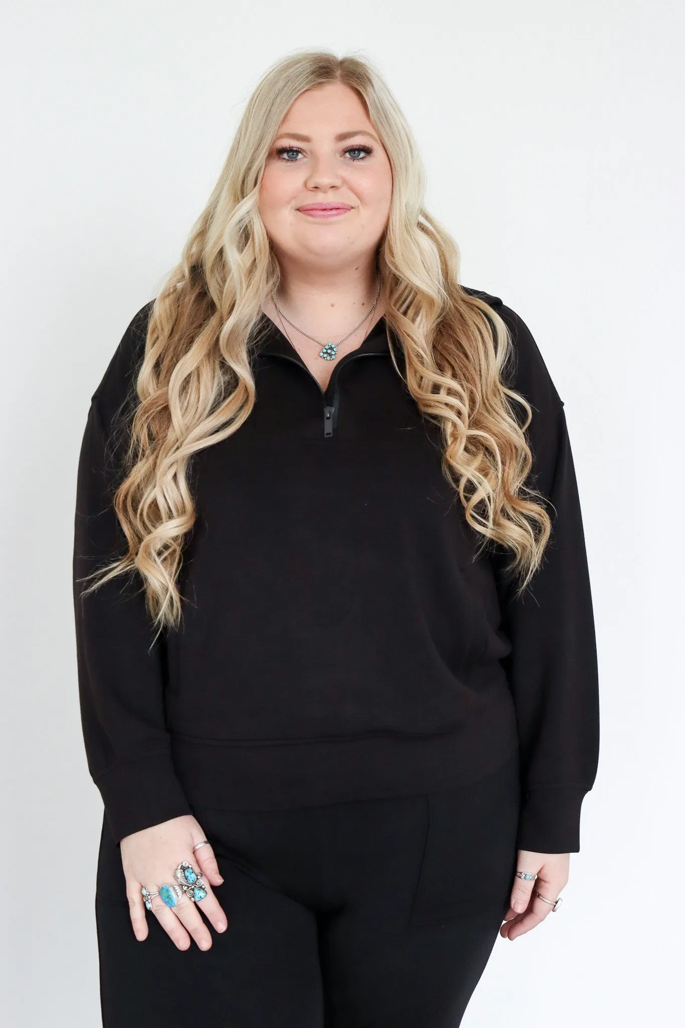 Quarter Zip Mock Neck Pullover