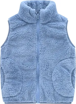SEAUR Toddler Boys Girls Fuzzy Fleece Vest Cute Sherpa Sleeveless Waistcoat Winter Warm Faux Fur Outerwear with Pocket
