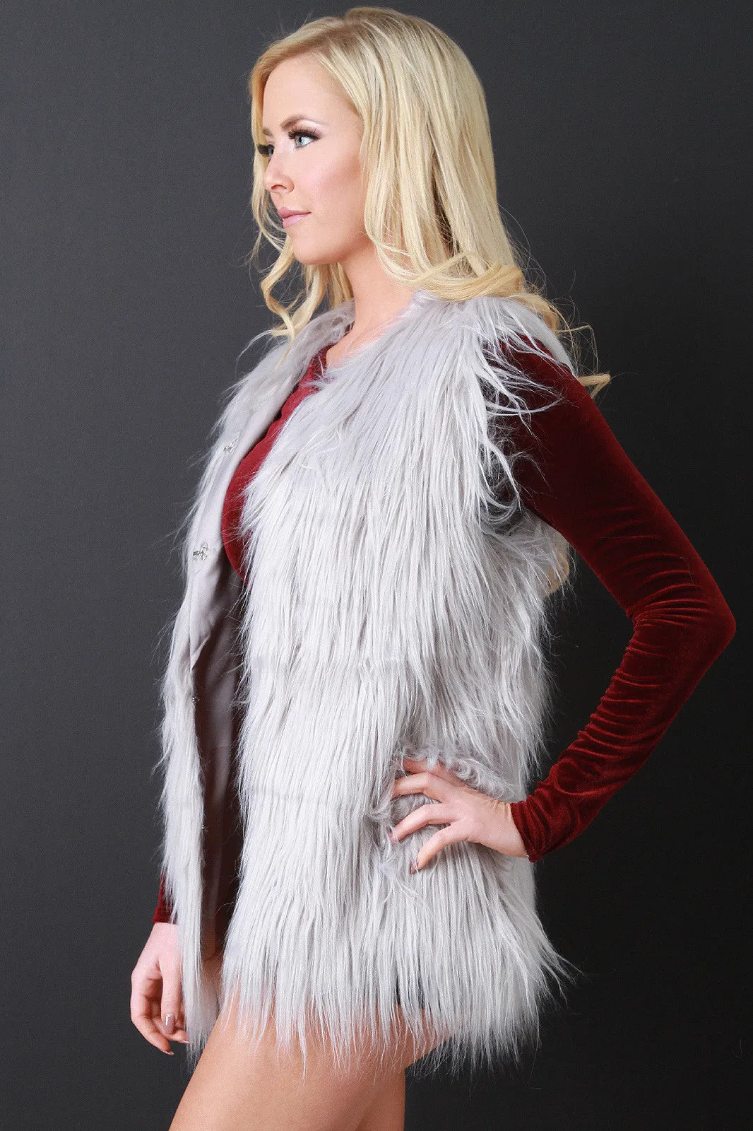 Shaggy Faux Fur Long Vest