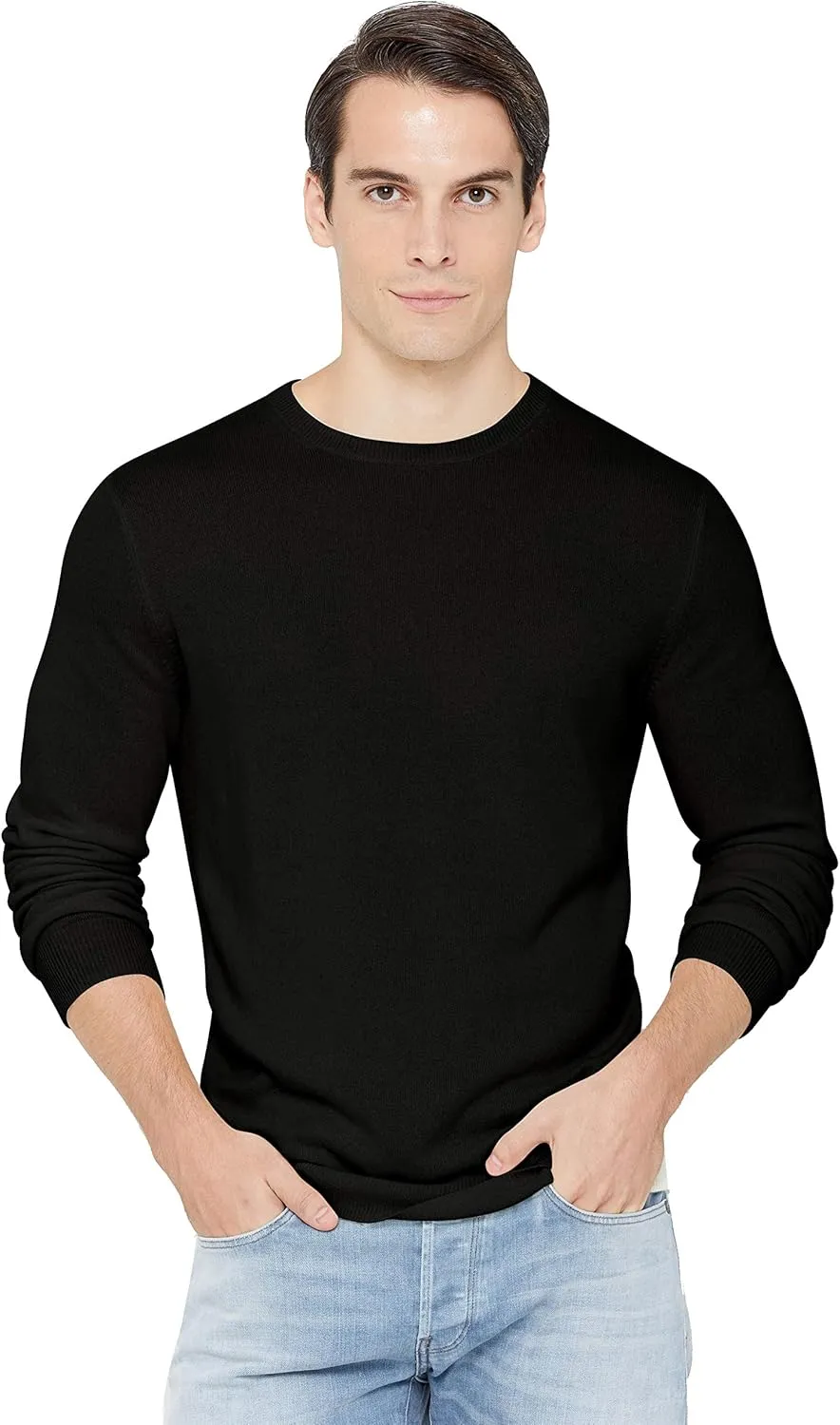 State Cashmere Men's Essential Crewneck Sweater 100% Pure Cashmere Classic Long Sleeve Pullover