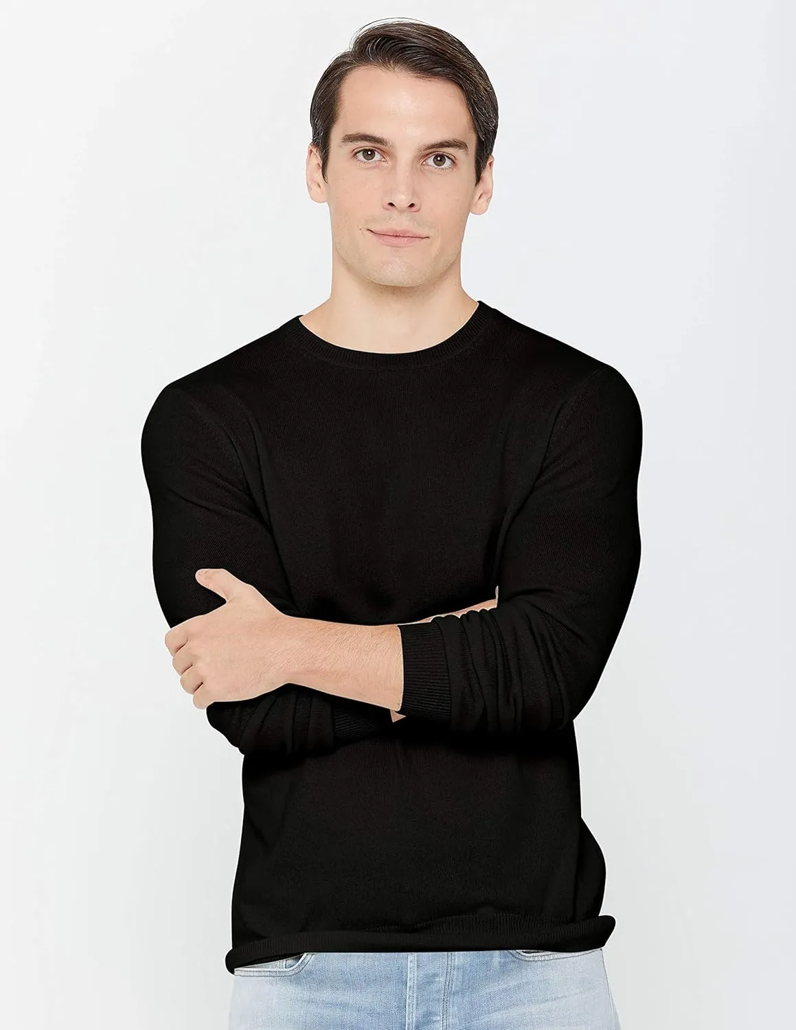 State Cashmere Men's Essential Crewneck Sweater 100% Pure Cashmere Classic Long Sleeve Pullover