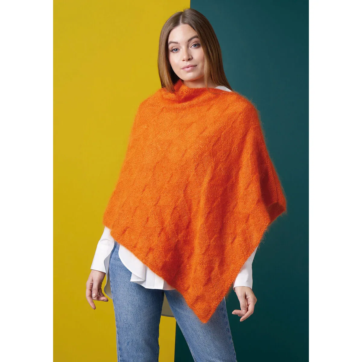 Textured Parallelograms Poncho from Rowan Magazine 70