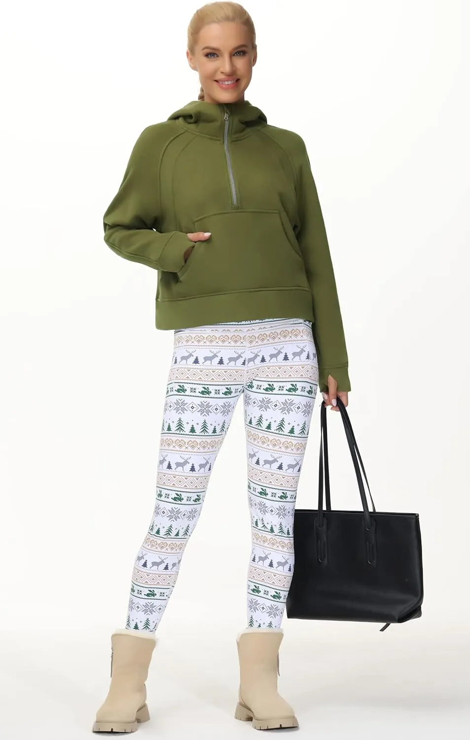THE GYM PEOPLE Womens' Hoodies Half Zip Long Sleeve Fleece Crop Pullover Sweatshirts with Pockets Thumb Hole