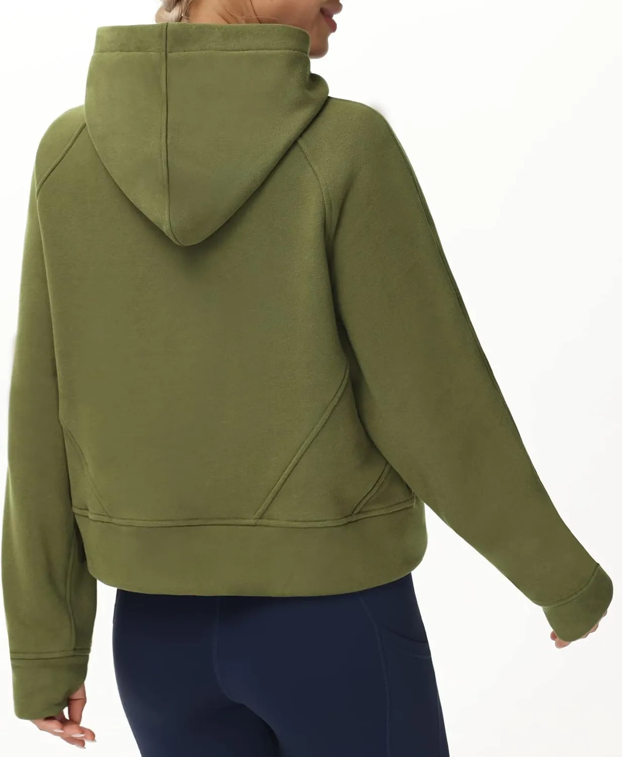 THE GYM PEOPLE Womens' Hoodies Half Zip Long Sleeve Fleece Crop Pullover Sweatshirts with Pockets Thumb Hole