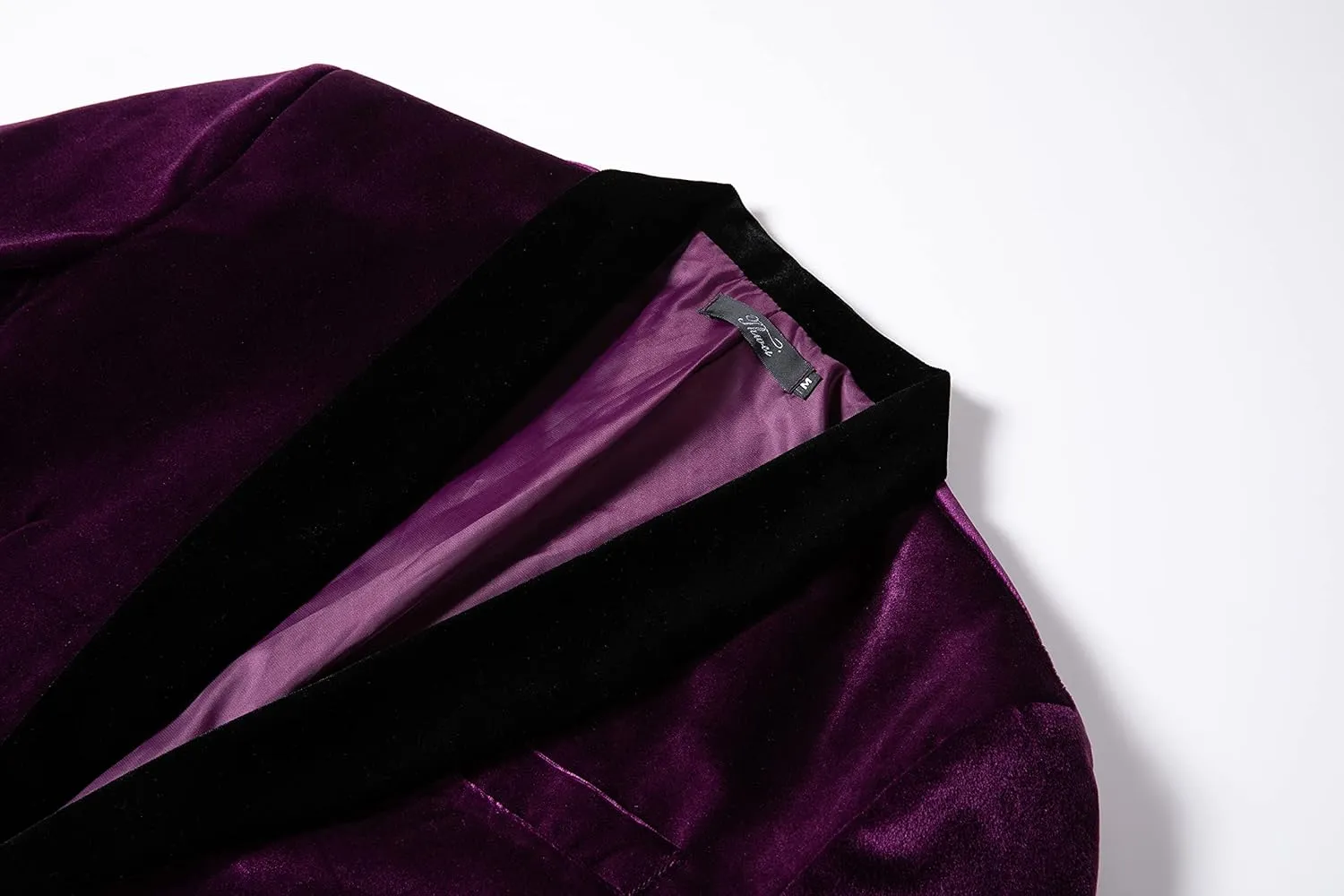THWEI Mens Velvet Blazer Slim-Fit Solid Color One Button Blazer Sport Coat Jacket for Wedding Dinner Party