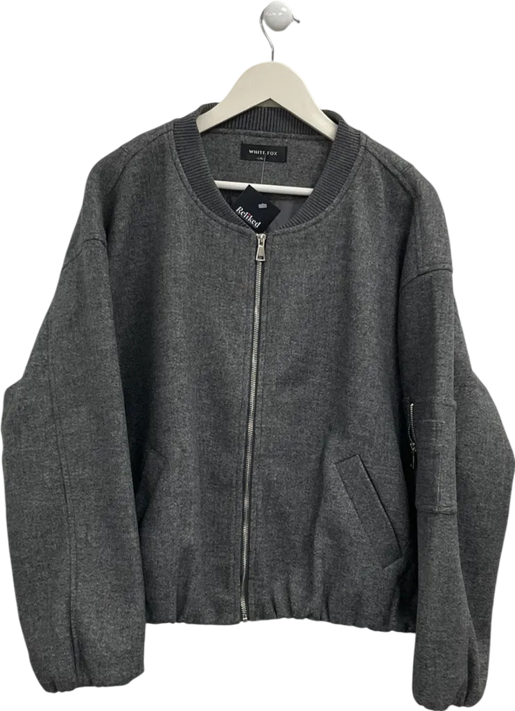 White Fox Grey Rainy Day's Bomber Jacket Charcoal UK L/XL