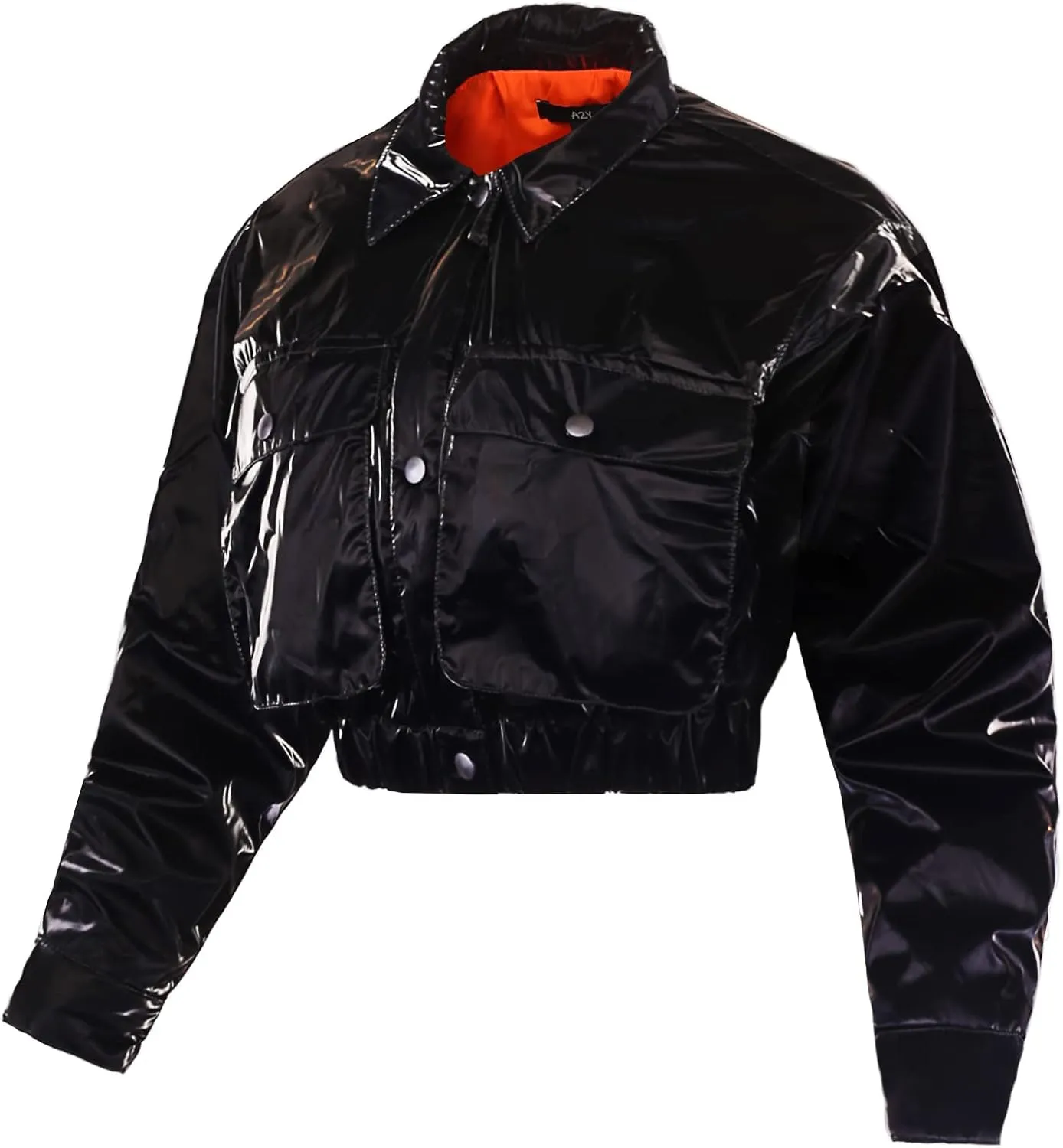 Women's Cropped Front Two Pocket Snap Quilted Padding Bomber Jacket