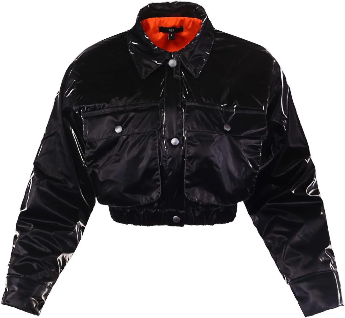 Women's Cropped Front Two Pocket Snap Quilted Padding Bomber Jacket